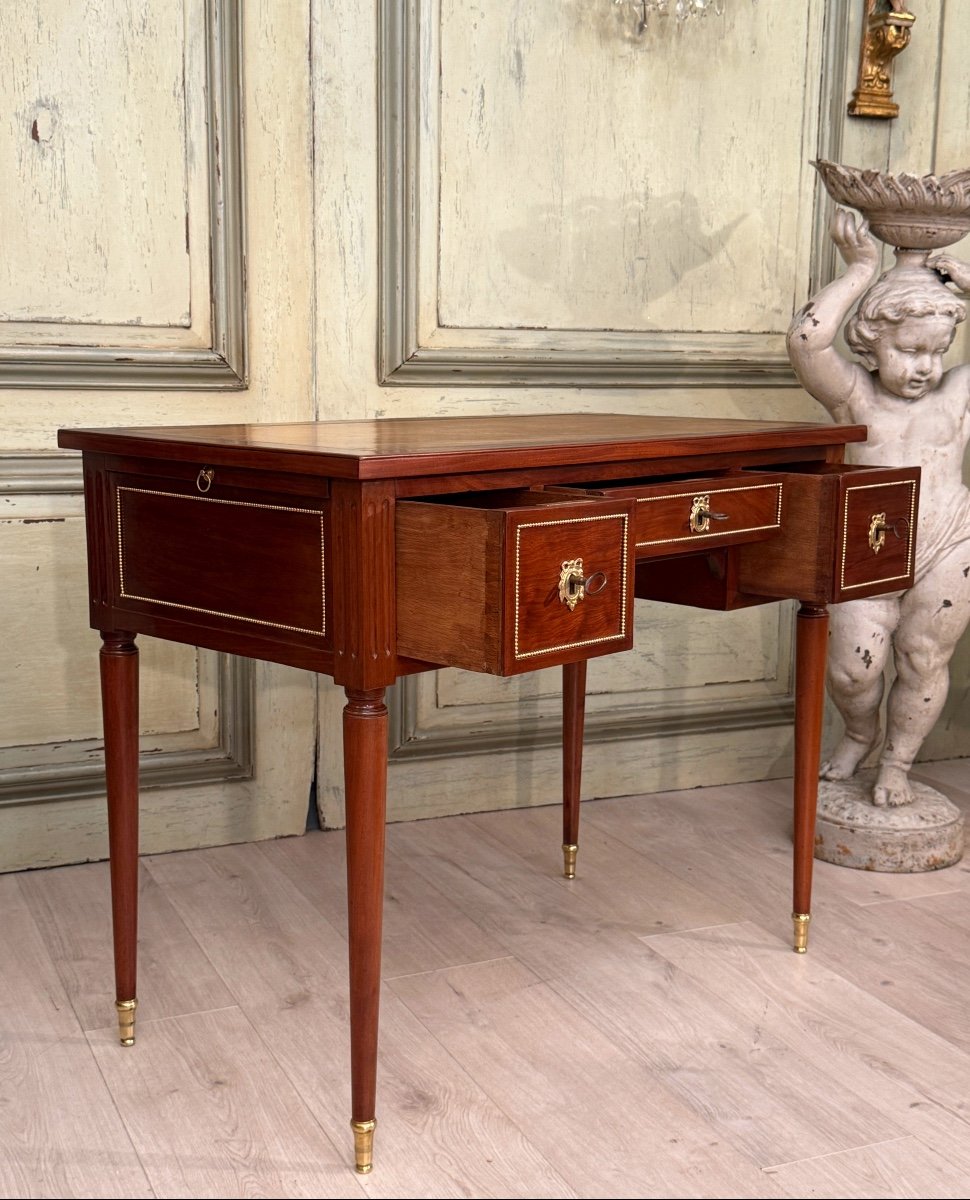 Leonard Boudin, Louis XVI Mahogany Bureau Plat Stamped Circa 1780-photo-5