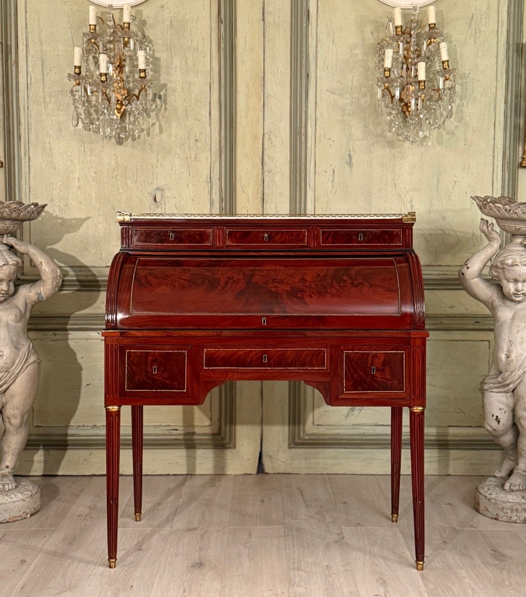 Joseph Viez, Stamped Cylinder Desk From The Louis XVI Period Circa 1785-photo-2