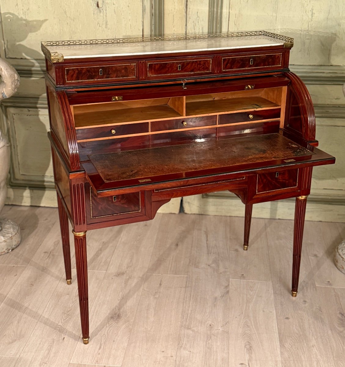 Joseph Viez, Stamped Cylinder Desk From The Louis XVI Period Circa 1785-photo-4