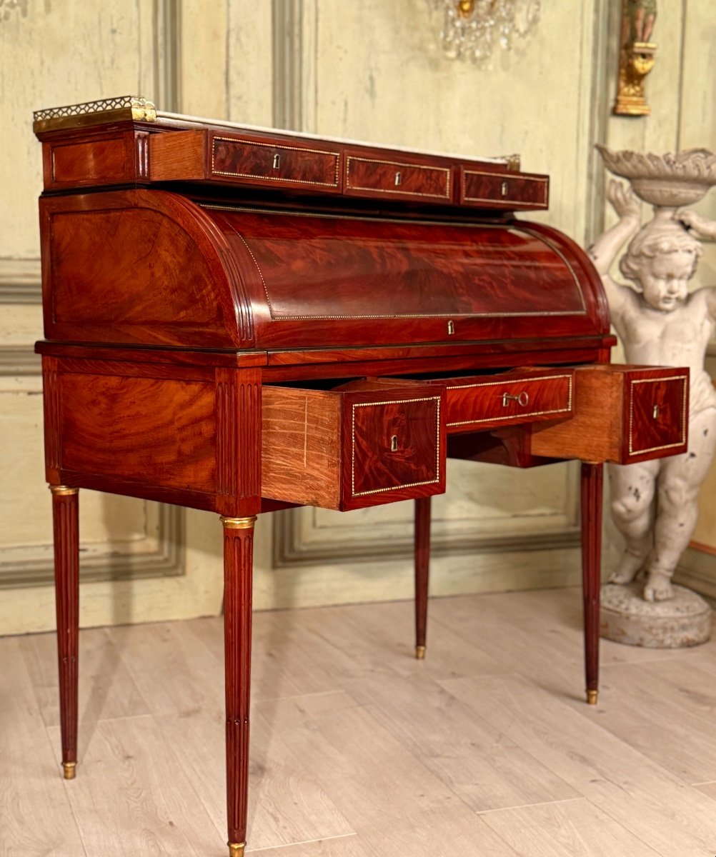 Joseph Viez, Stamped Cylinder Desk From The Louis XVI Period Circa 1785-photo-3