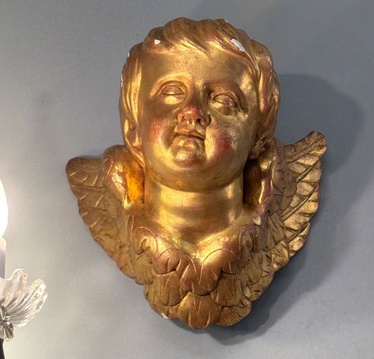 Cherub Putti In Golden Wood From The 18th Century