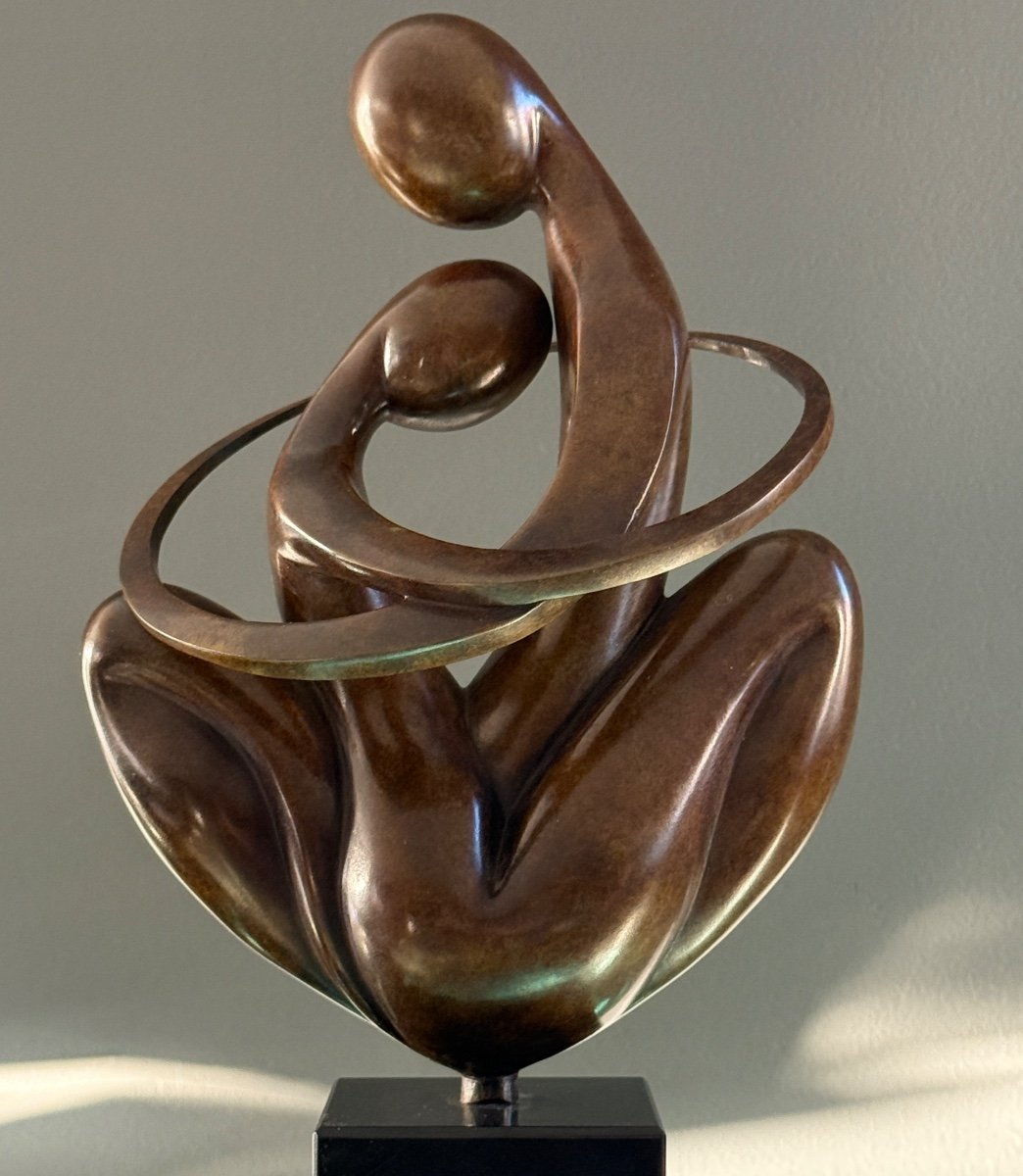 Ludmila Tchérina, Bronze Sculpture "europe A Coeur" Signed (1924 - 2004)-photo-1