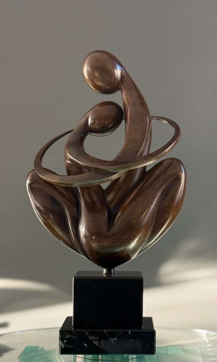 Ludmila Tchérina, Bronze Sculpture "europe A Coeur" Signed (1924 - 2004)-photo-2