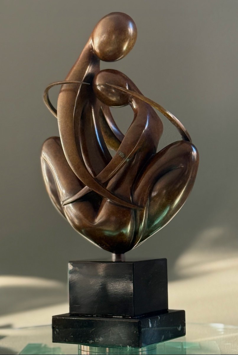 Ludmila Tchérina, Bronze Sculpture "europe A Coeur" Signed (1924 - 2004)-photo-3