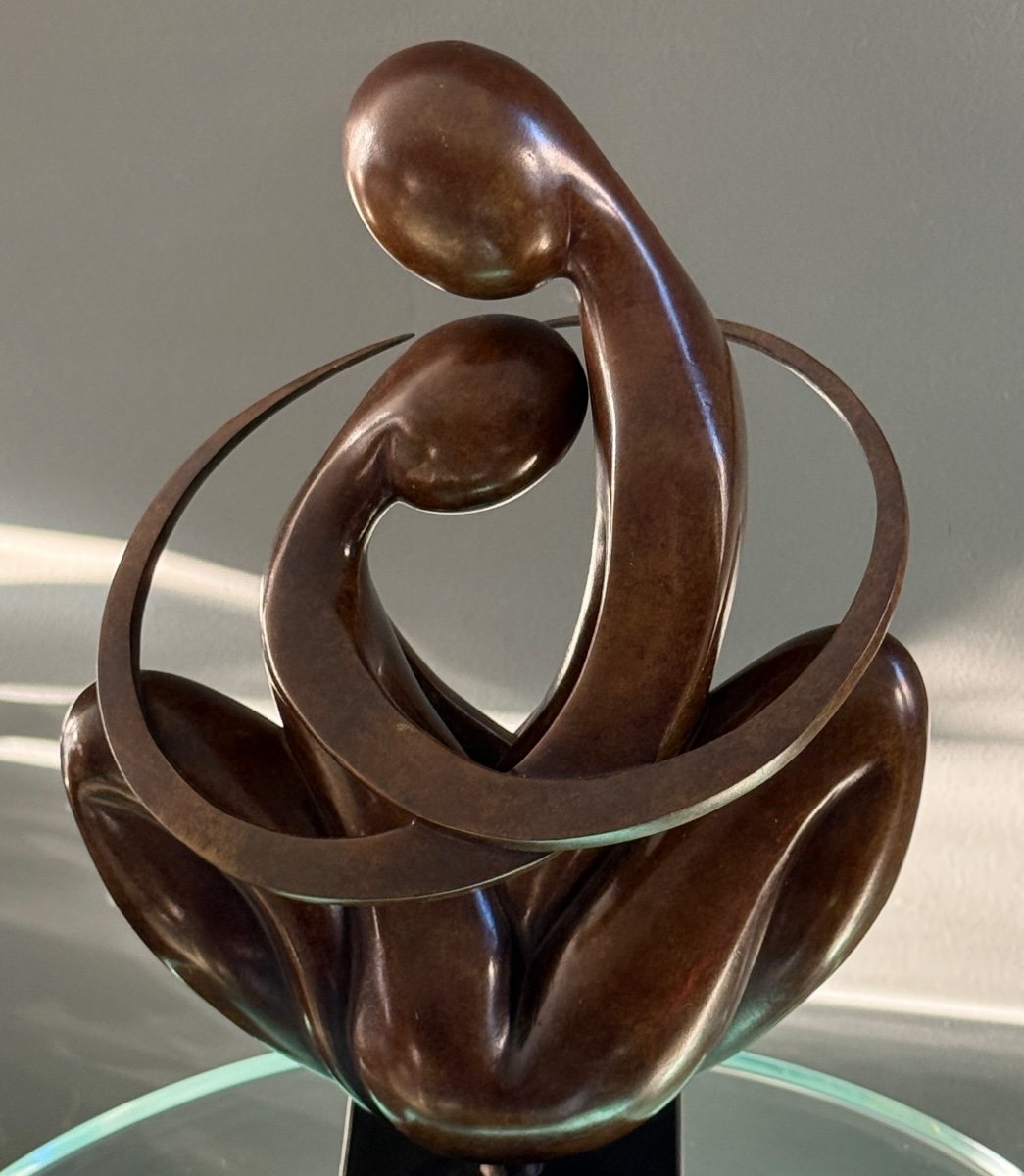 Ludmila Tchérina, Bronze Sculpture "europe A Coeur" Signed (1924 - 2004)-photo-4