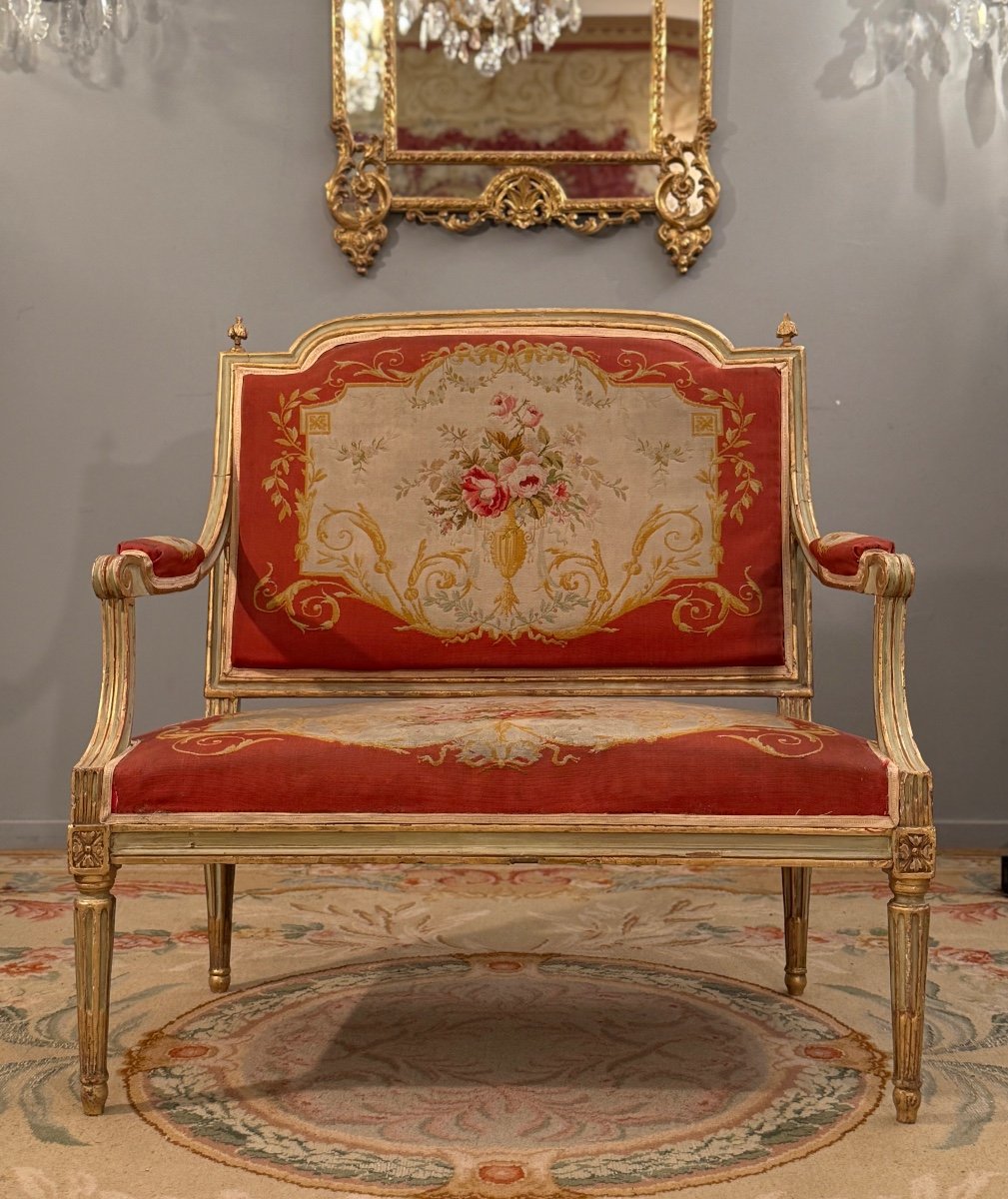 Lacquered Wood Marquise Stamped Louis XVI Period Chateau Furniture, Circa 1780-photo-2