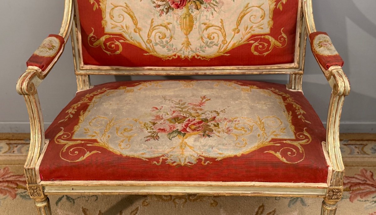 Lacquered Wood Marquise Stamped Louis XVI Period Chateau Furniture, Circa 1780-photo-1