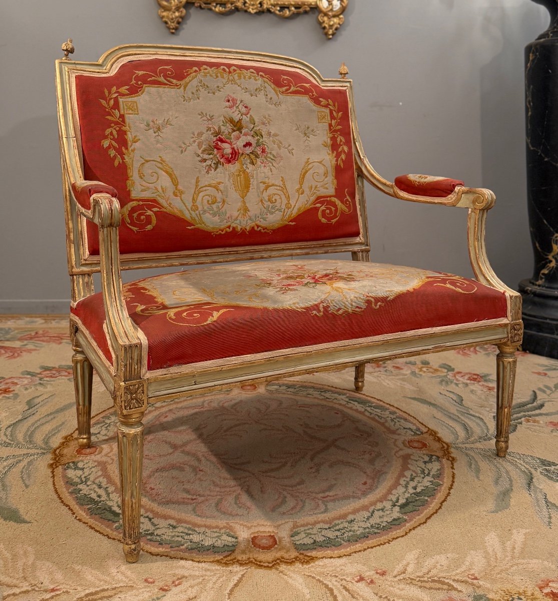 Lacquered Wood Marquise Stamped Louis XVI Period Chateau Furniture, Circa 1780-photo-4