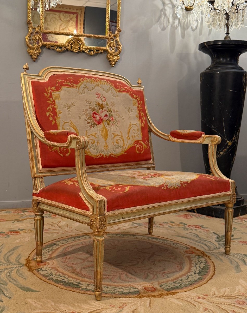 Lacquered Wood Marquise Stamped Louis XVI Period Chateau Furniture, Circa 1780