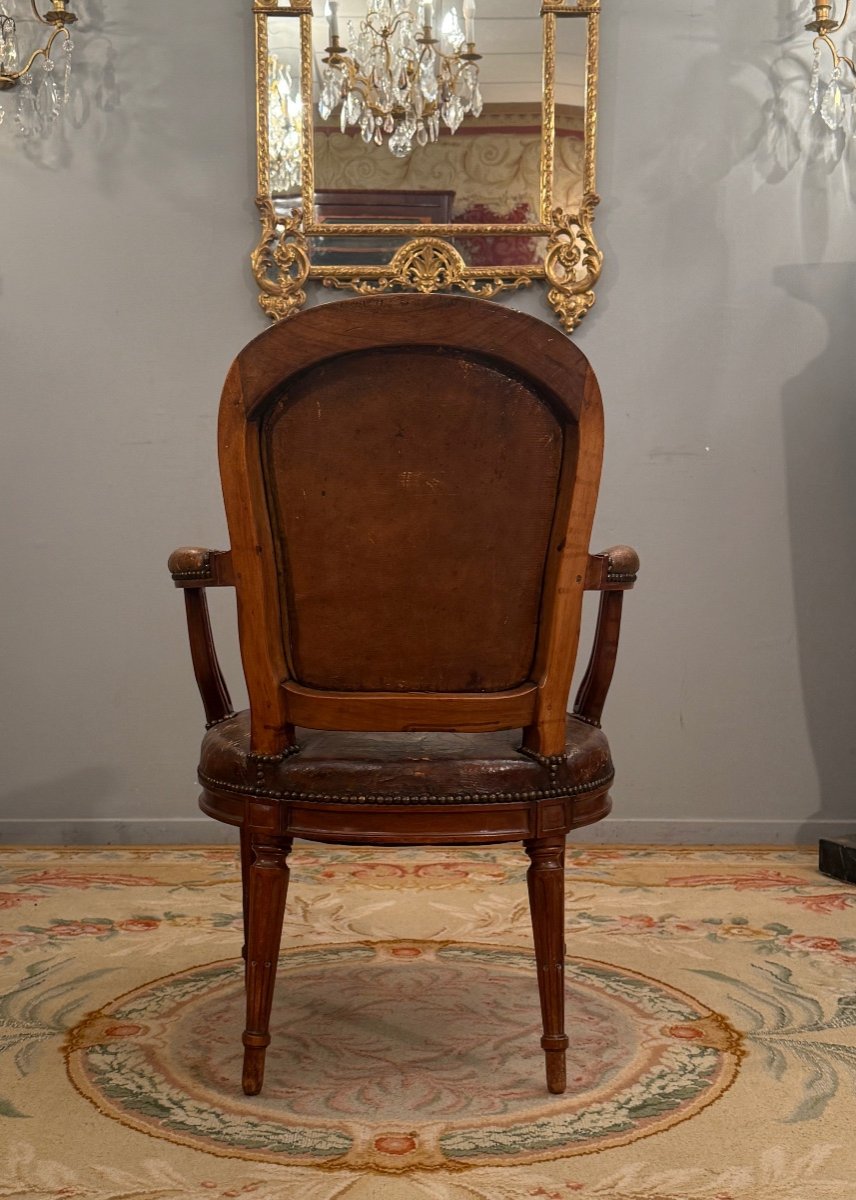 Fauteuil De Bureau En Acajou d'Epoque Louis XVI Vers 1780-photo-4