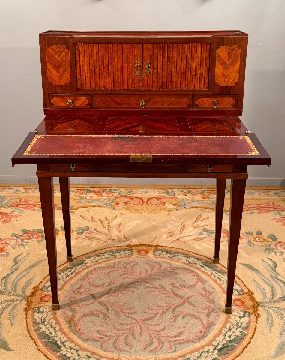 Small Louis XVI Marquetry Desk For Lady Bonheur Du Jour, Circa 1780-photo-3