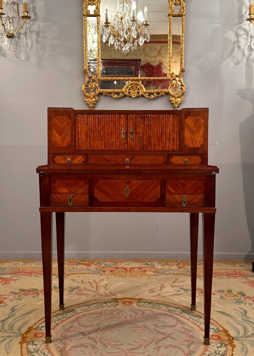 Small Louis XVI Marquetry Desk For Lady Bonheur Du Jour, Circa 1780-photo-2