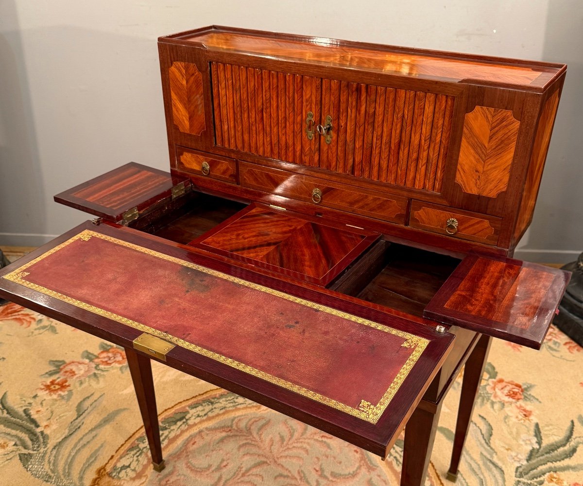 Small Louis XVI Marquetry Desk For Lady Bonheur Du Jour, Circa 1780-photo-4