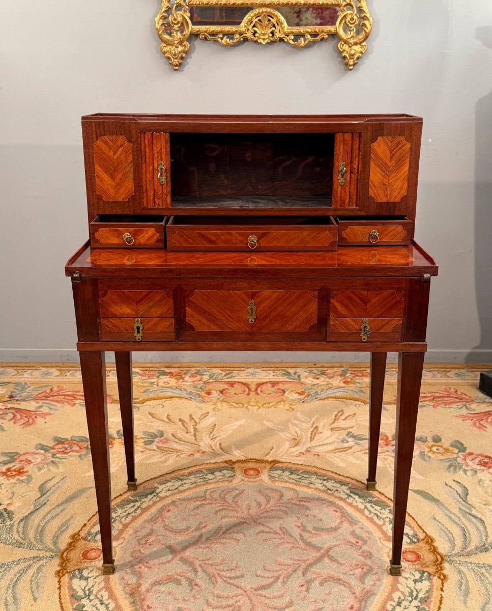 Small Louis XVI Marquetry Desk For Lady Bonheur Du Jour, Circa 1780-photo-5