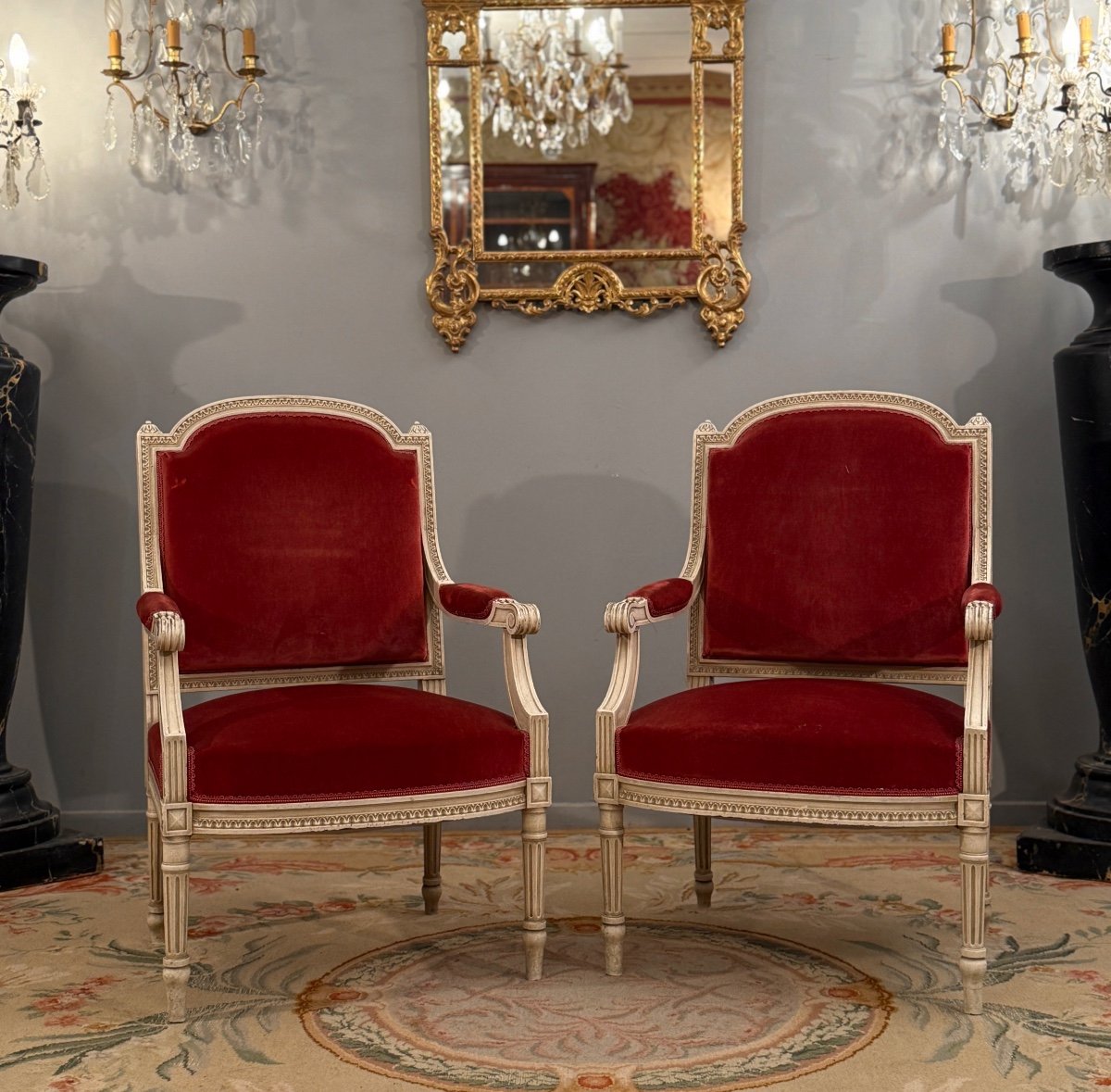 Paire De Fauteuils De Style Louis XVI Vers 1900-photo-2