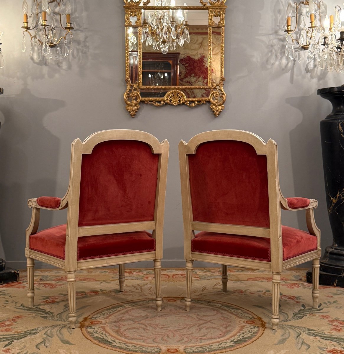 Paire De Fauteuils De Style Louis XVI Vers 1900-photo-3