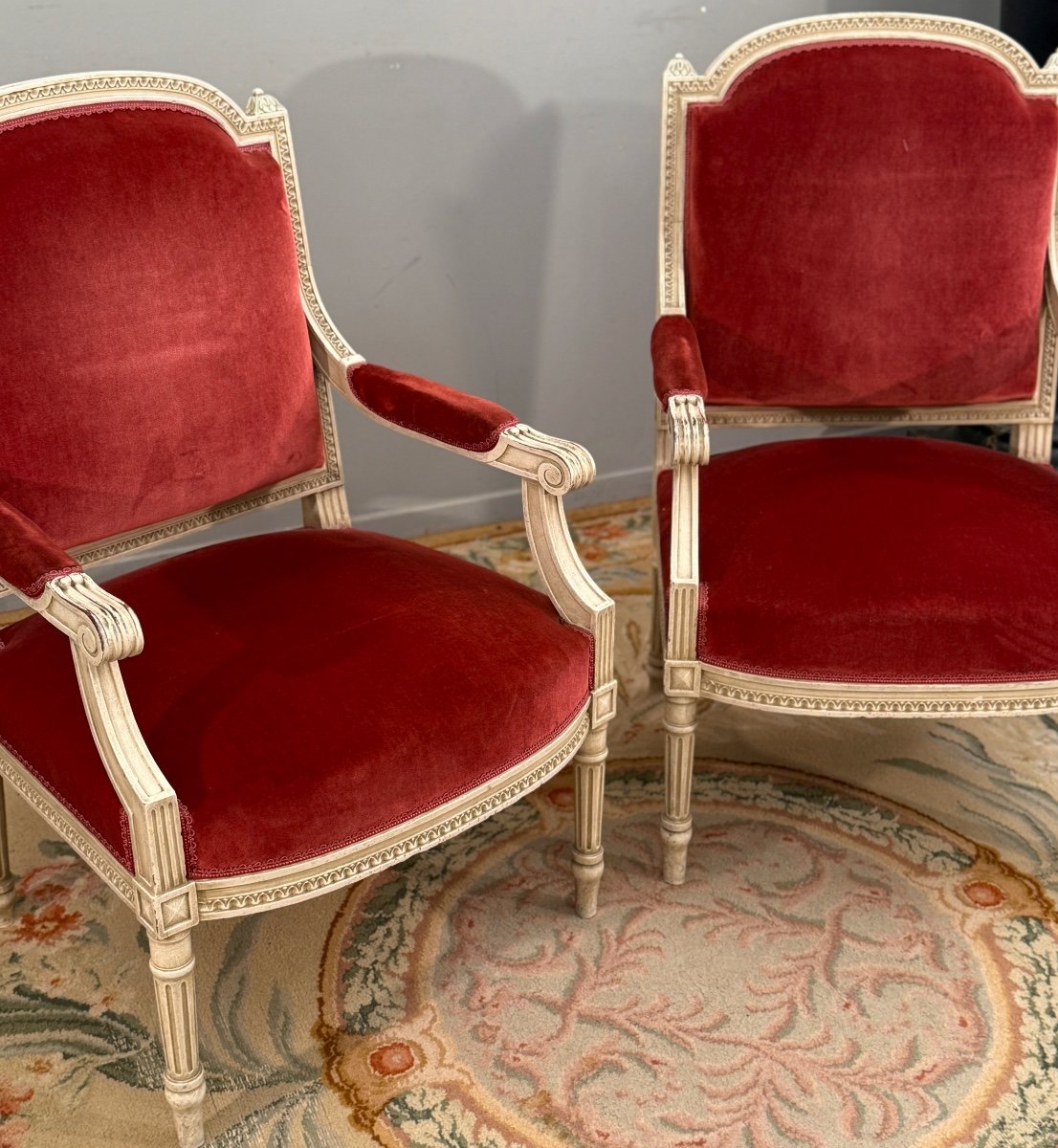 Paire De Fauteuils De Style Louis XVI Vers 1900-photo-4