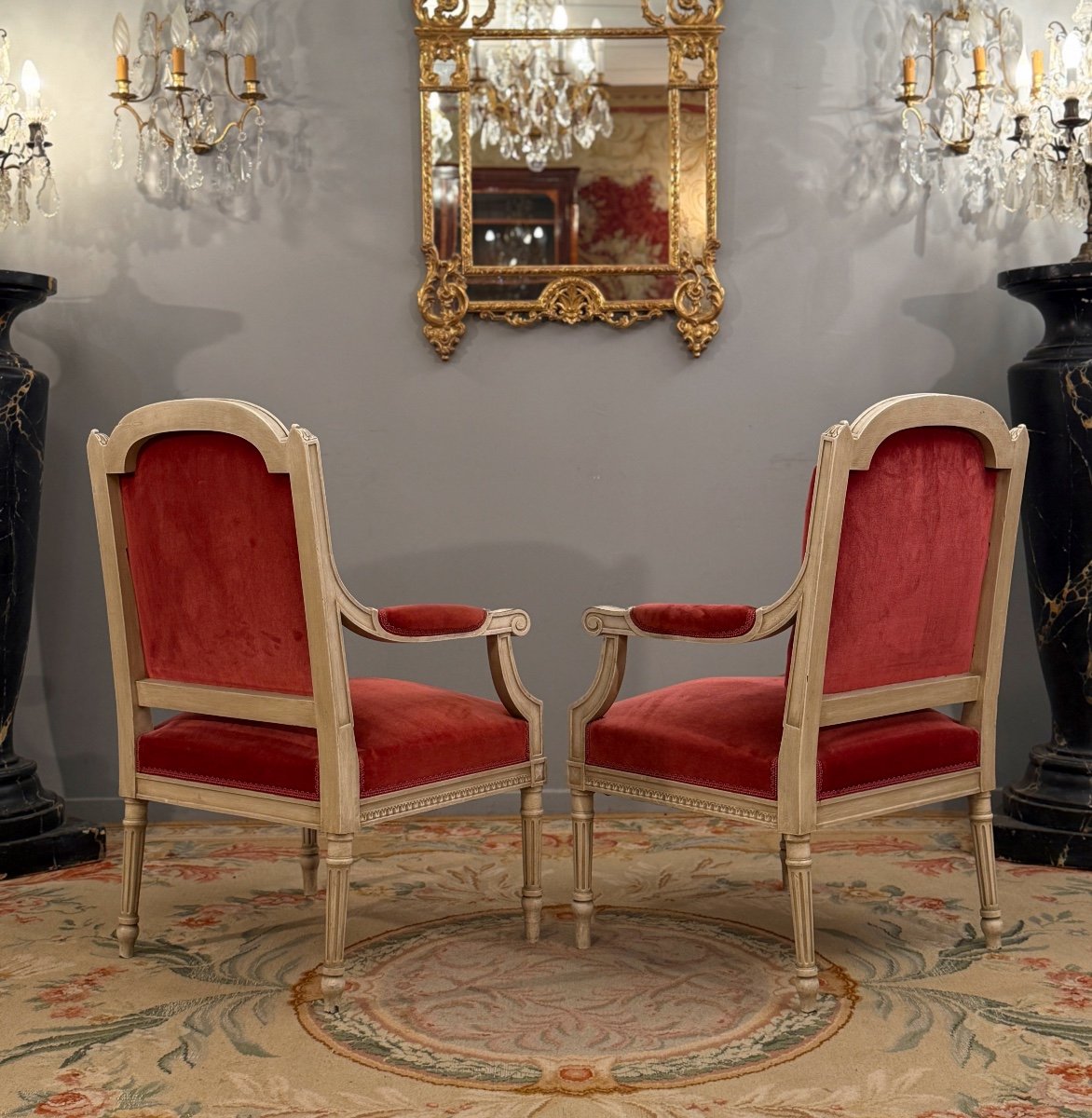 Paire De Fauteuils De Style Louis XVI Vers 1900-photo-2