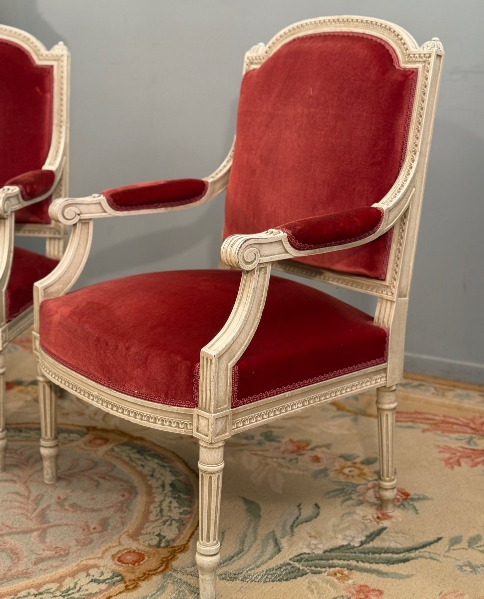 Paire De Fauteuils De Style Louis XVI Vers 1900-photo-3