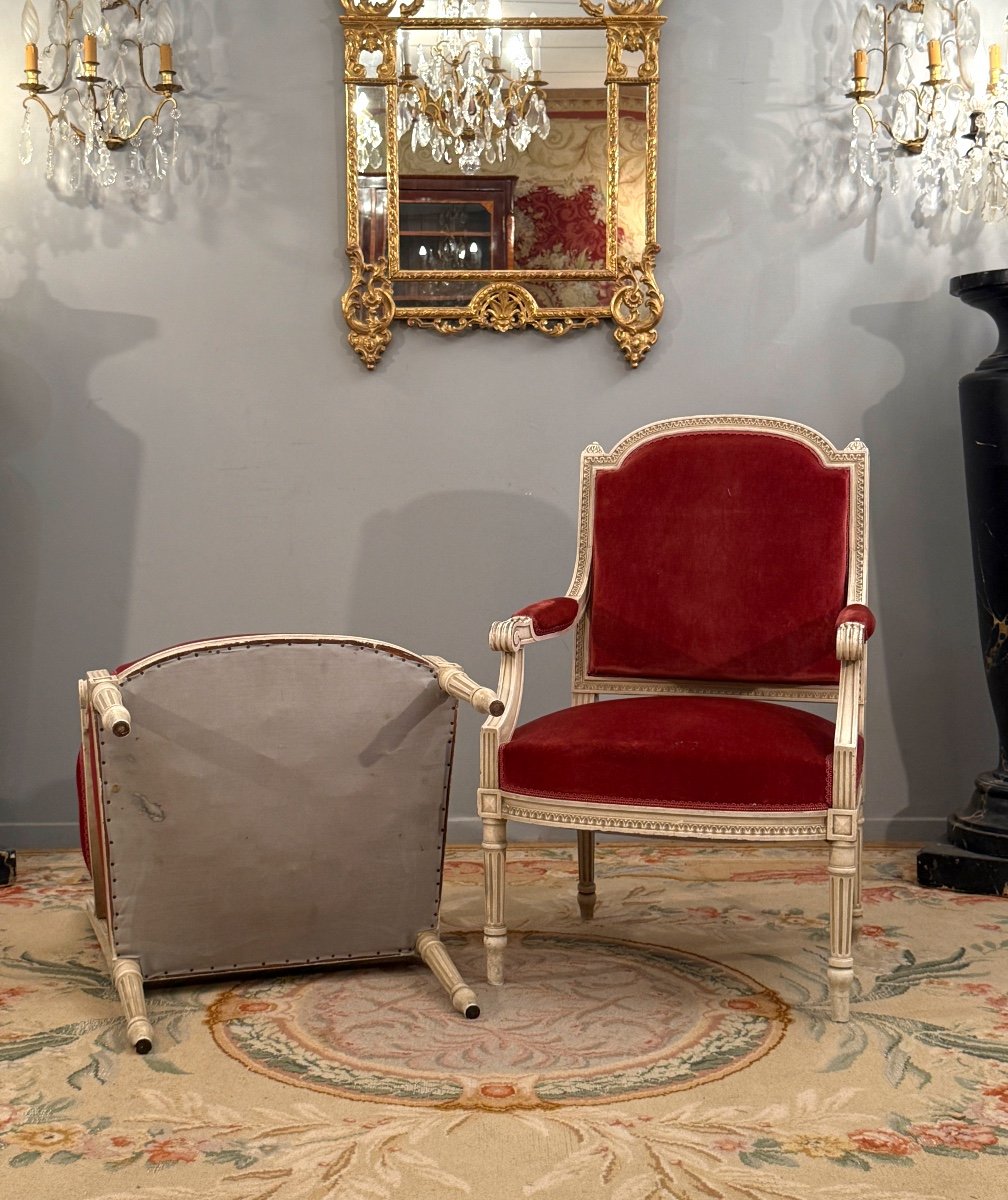 Paire De Fauteuils De Style Louis XVI Vers 1900-photo-4