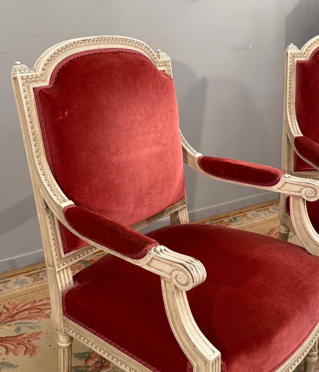 Paire De Fauteuils De Style Louis XVI Vers 1900-photo-5