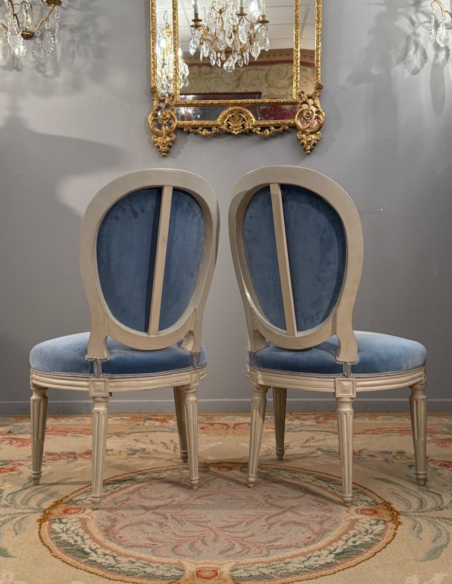 Paire De Chaises Cabriolet d'Epoque Louis XVI, Vers 1780-photo-2