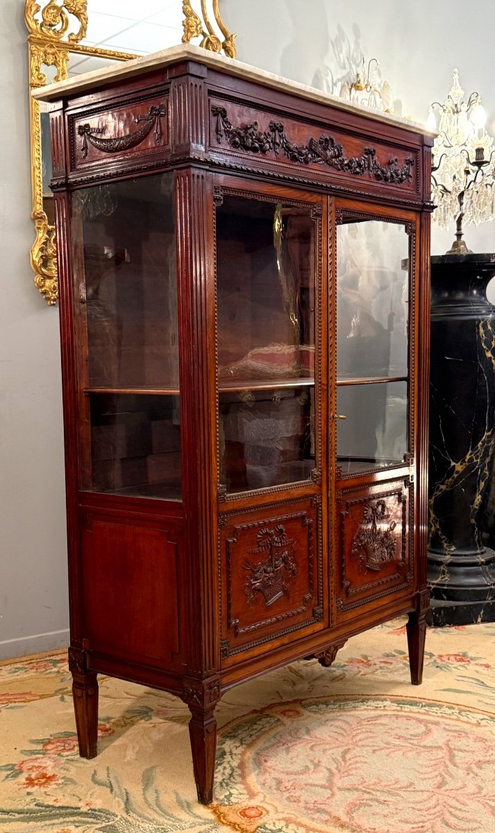 Vitrine Bibliothèque En Acajou d'Epoque Louis XVI Vers 1780-photo-6