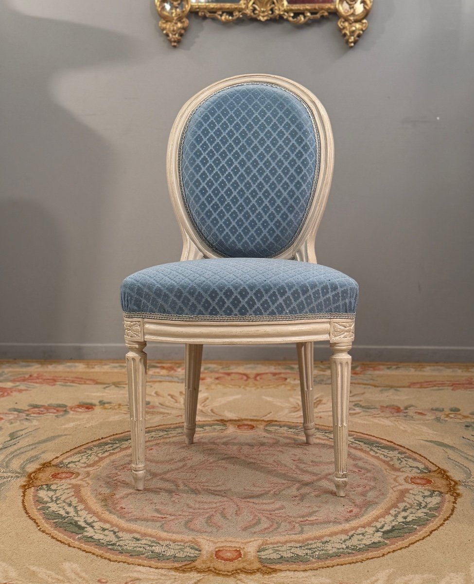 Claude Chevigny, Louis XVI Period Stamped Cabriolet Chair Circa 1780-photo-2