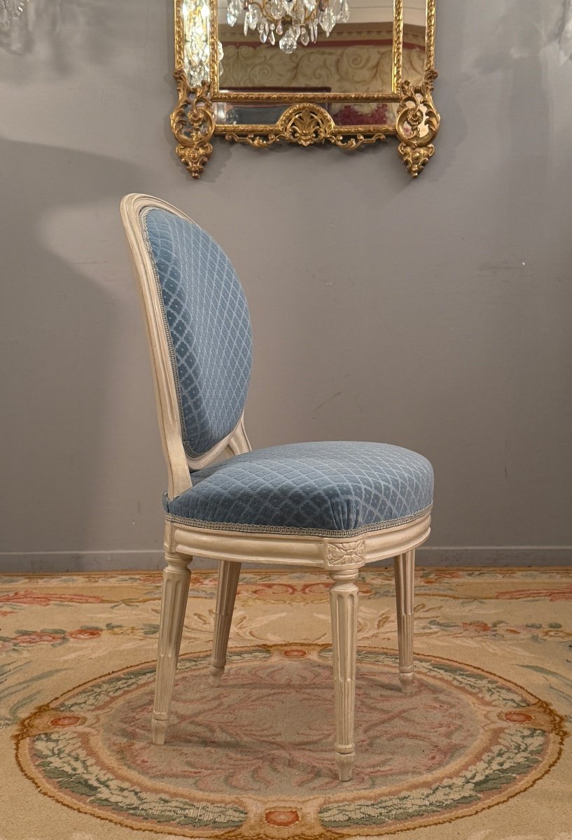 Claude Chevigny, Louis XVI Period Stamped Cabriolet Chair Circa 1780-photo-3