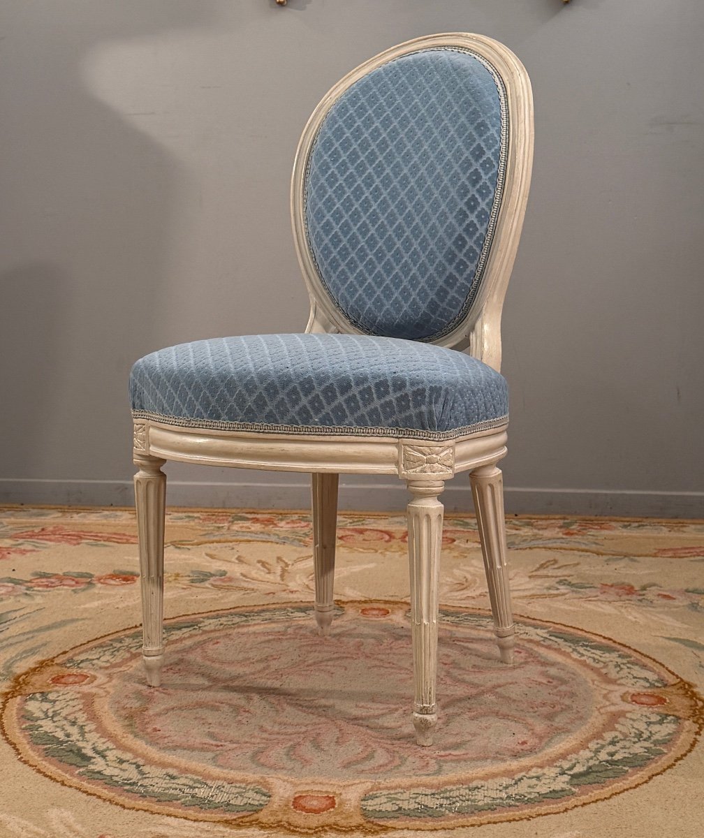 Claude Chevigny, Louis XVI Period Stamped Cabriolet Chair Circa 1780-photo-1