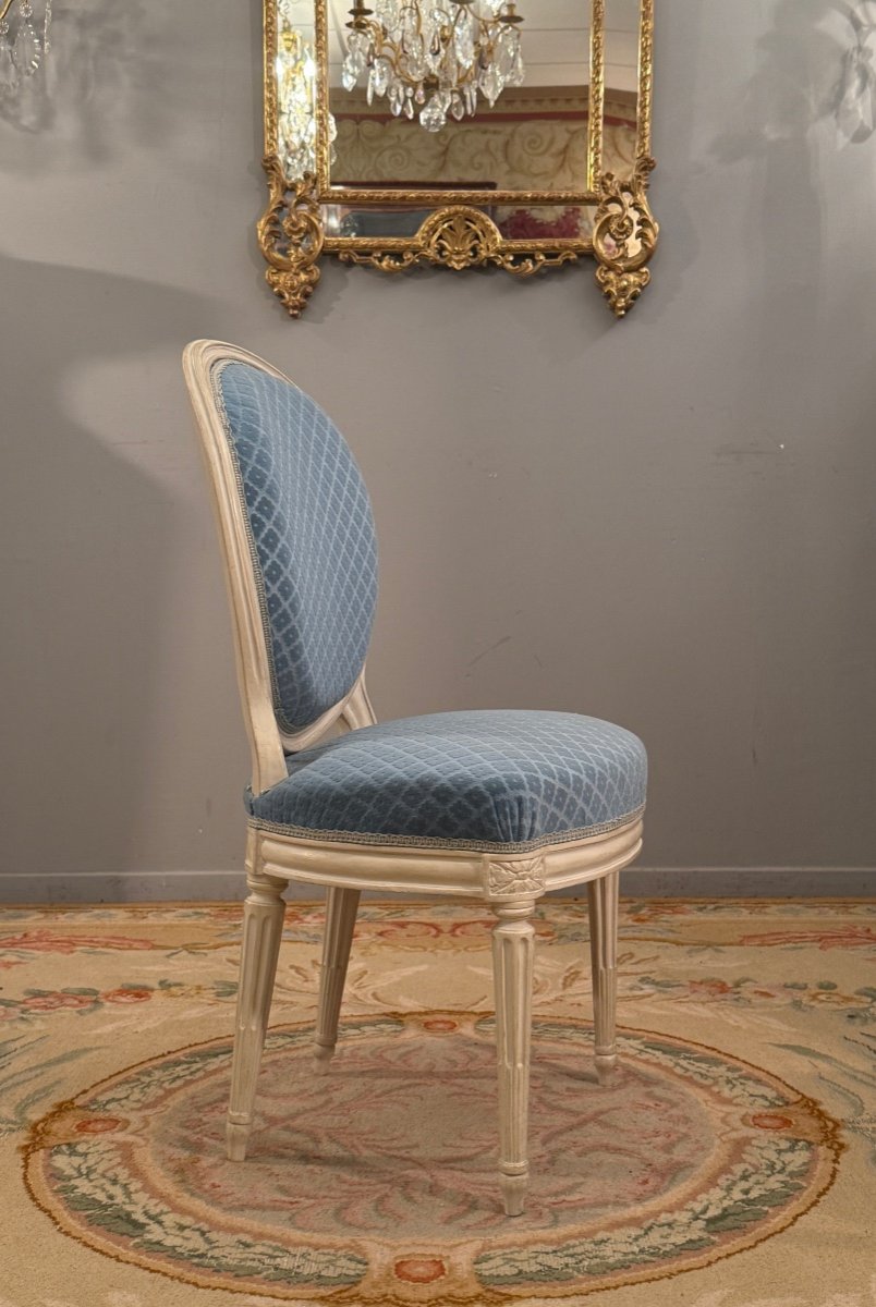 Claude Chevigny, Louis XVI Period Stamped Cabriolet Chair Circa 1780-photo-5