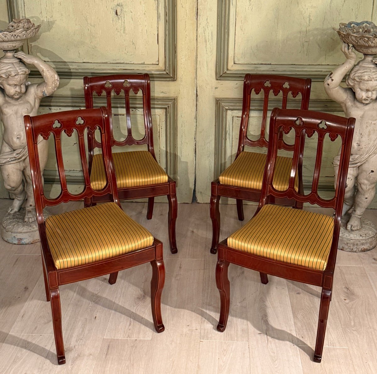 Set Of Four Charles X Period Mahogany Chairs Circa 1825-photo-2