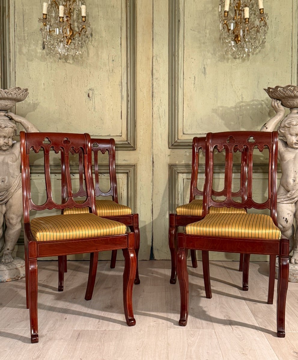 Set Of Four Charles X Period Mahogany Chairs Circa 1825-photo-3