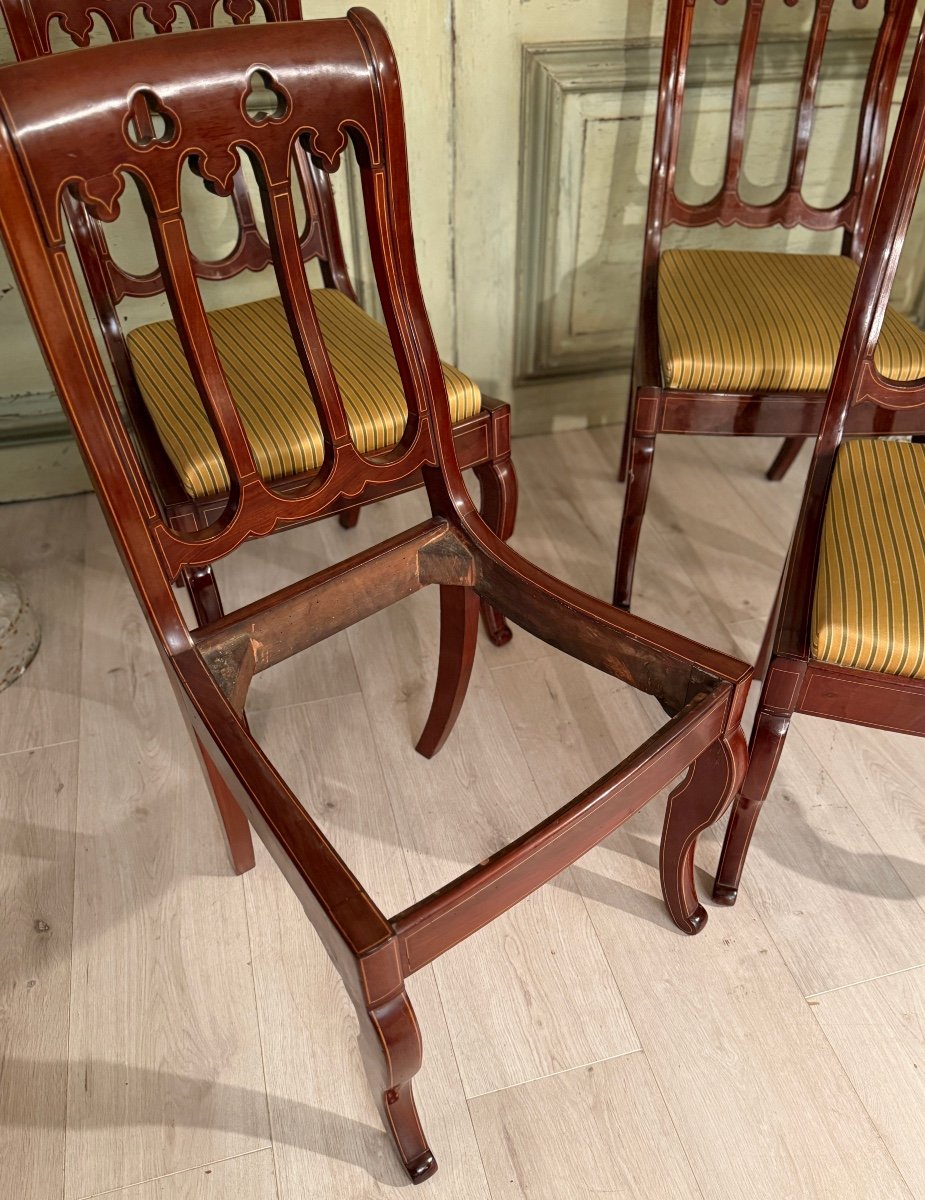 Set Of Four Charles X Period Mahogany Chairs Circa 1825-photo-4