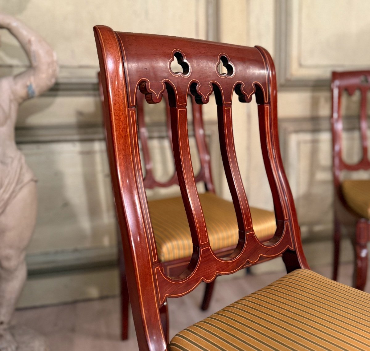 Set Of Four Charles X Period Mahogany Chairs Circa 1825-photo-7