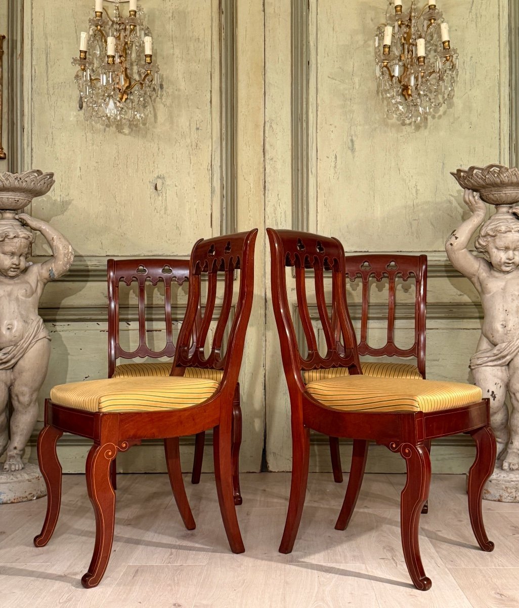 Set Of Four Charles X Period Mahogany Chairs Circa 1825