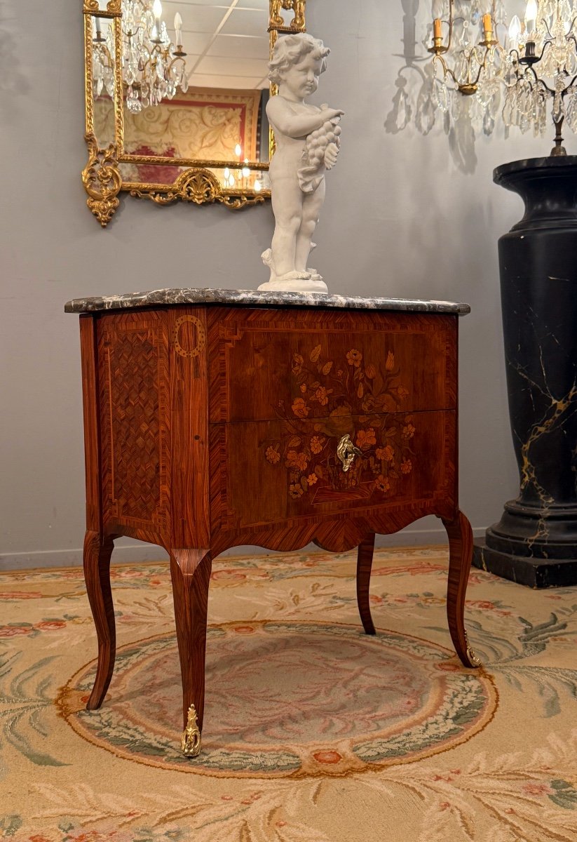 Transition Period Marquetry Chest Of Drawers Circa 1760-photo-2