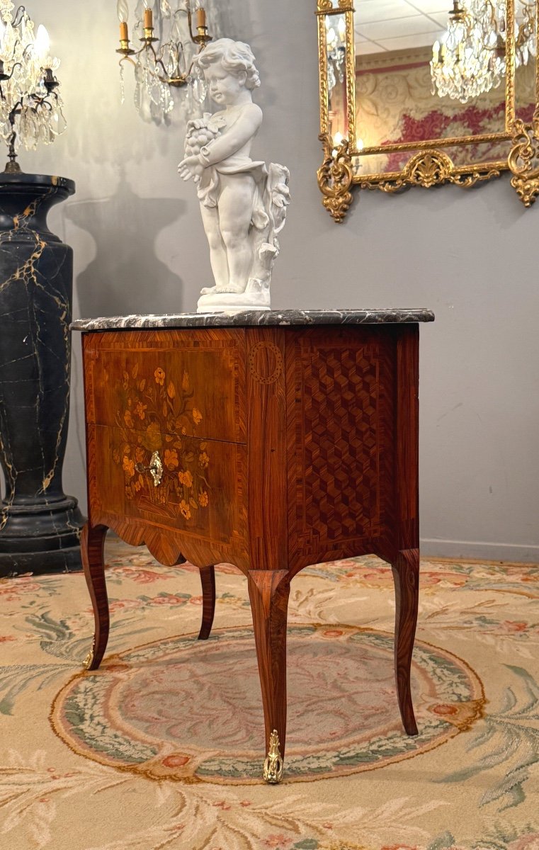 Transition Period Marquetry Chest Of Drawers Circa 1760-photo-4