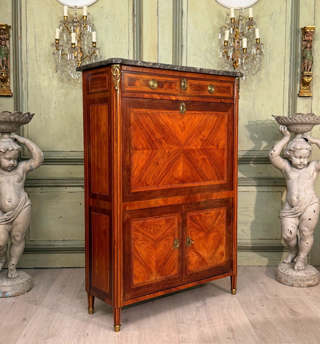 Louis XVI Period Marquetry Secretary Circa 1780-photo-2