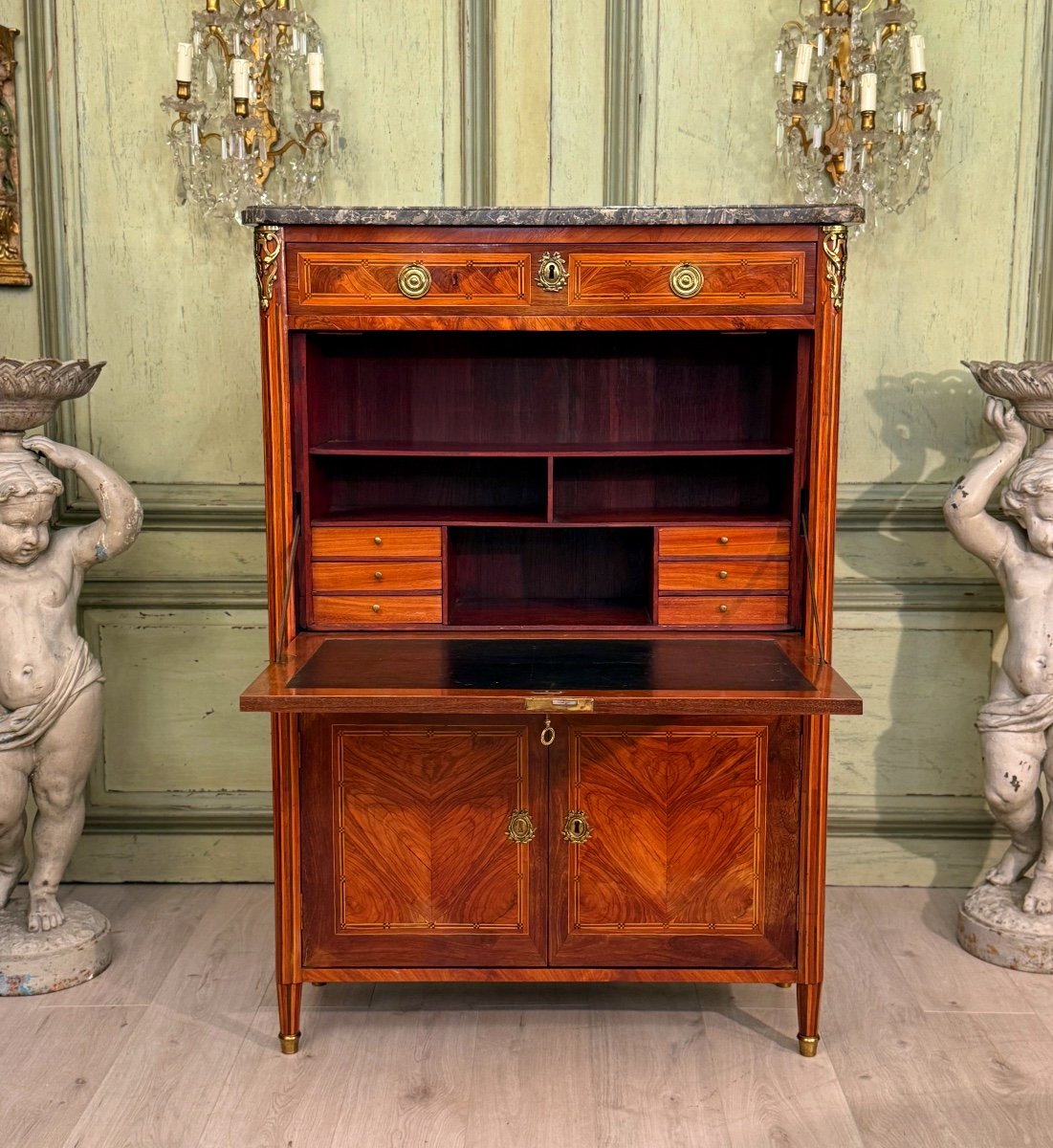 Louis XVI Period Marquetry Secretary Circa 1780-photo-3