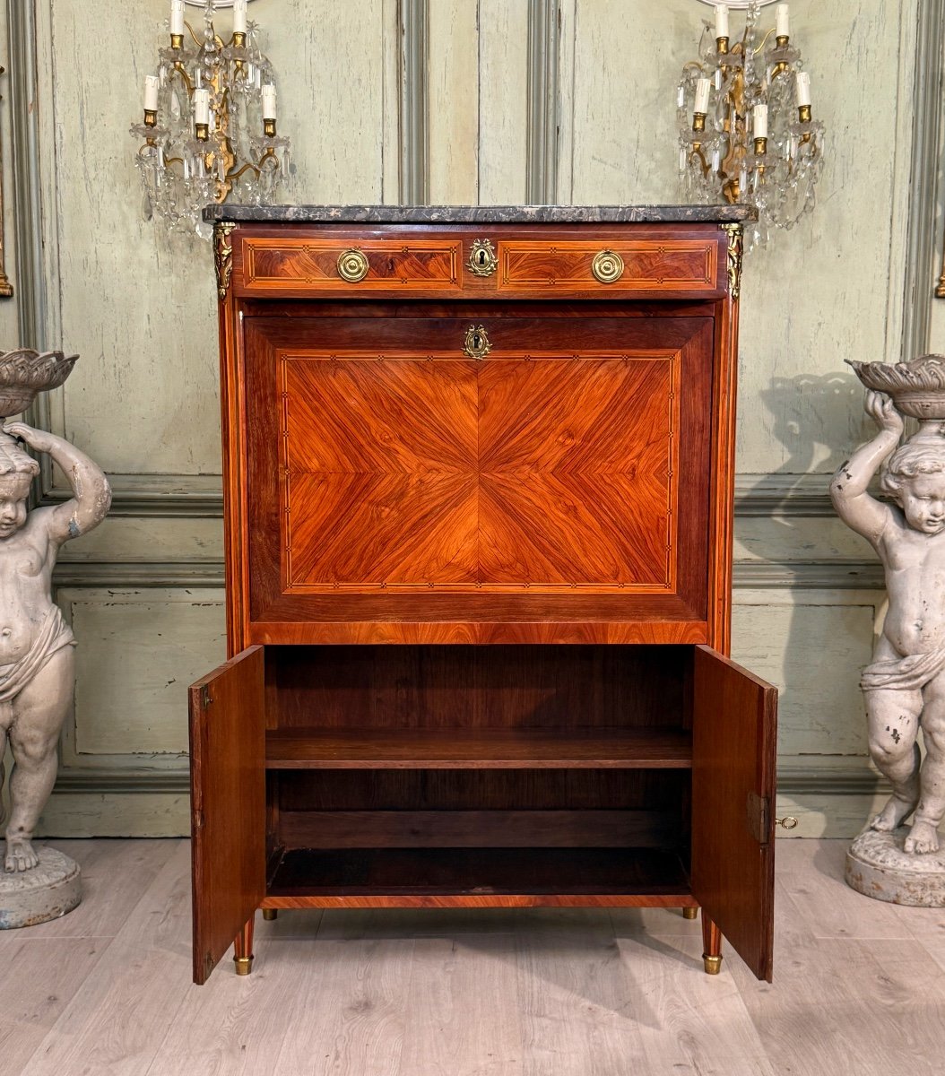 Louis XVI Period Marquetry Secretary Circa 1780-photo-3