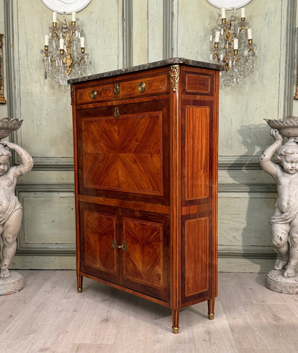 Louis XVI Period Marquetry Secretary Circa 1780-photo-4