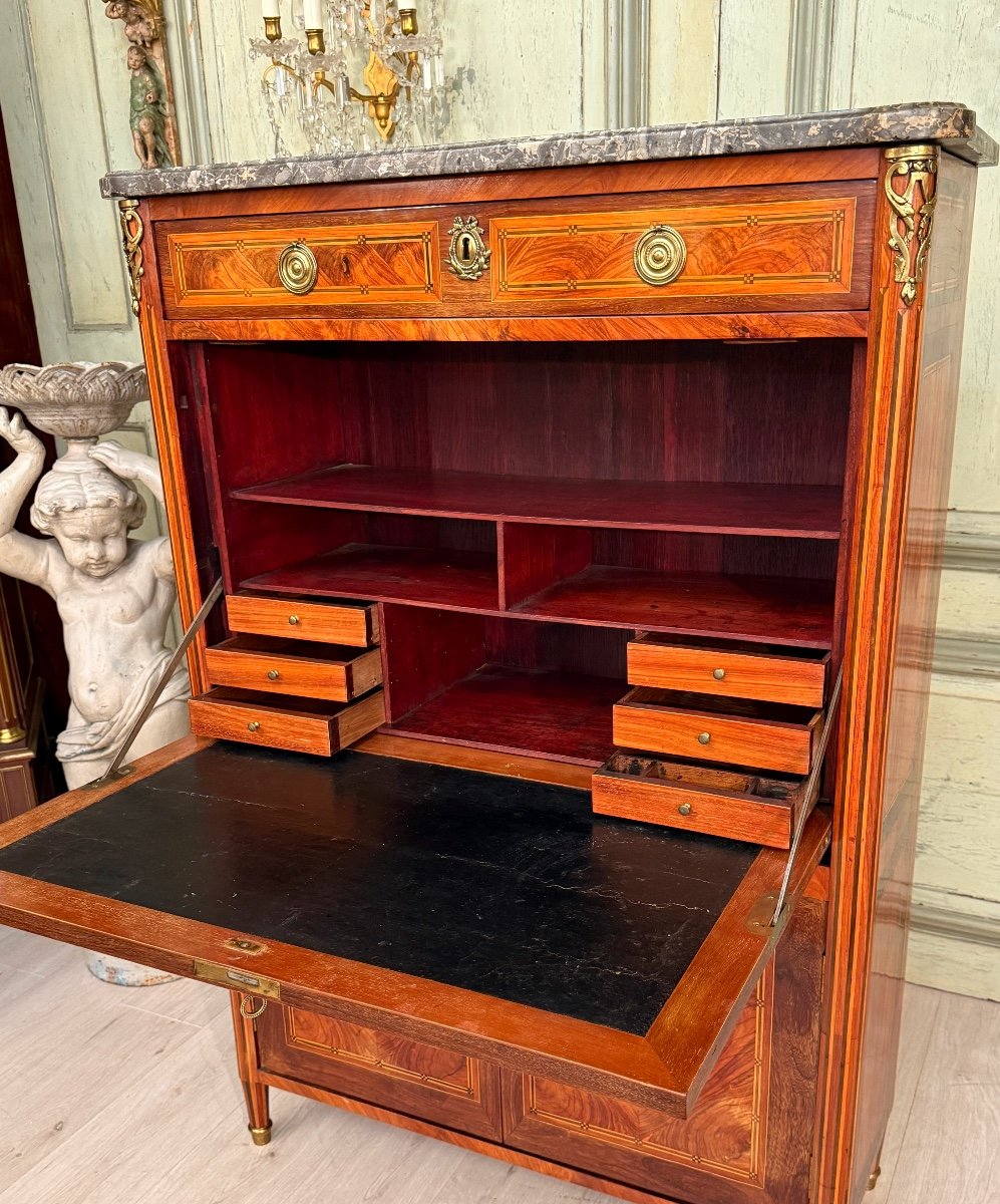 Louis XVI Period Marquetry Secretary Circa 1780-photo-5