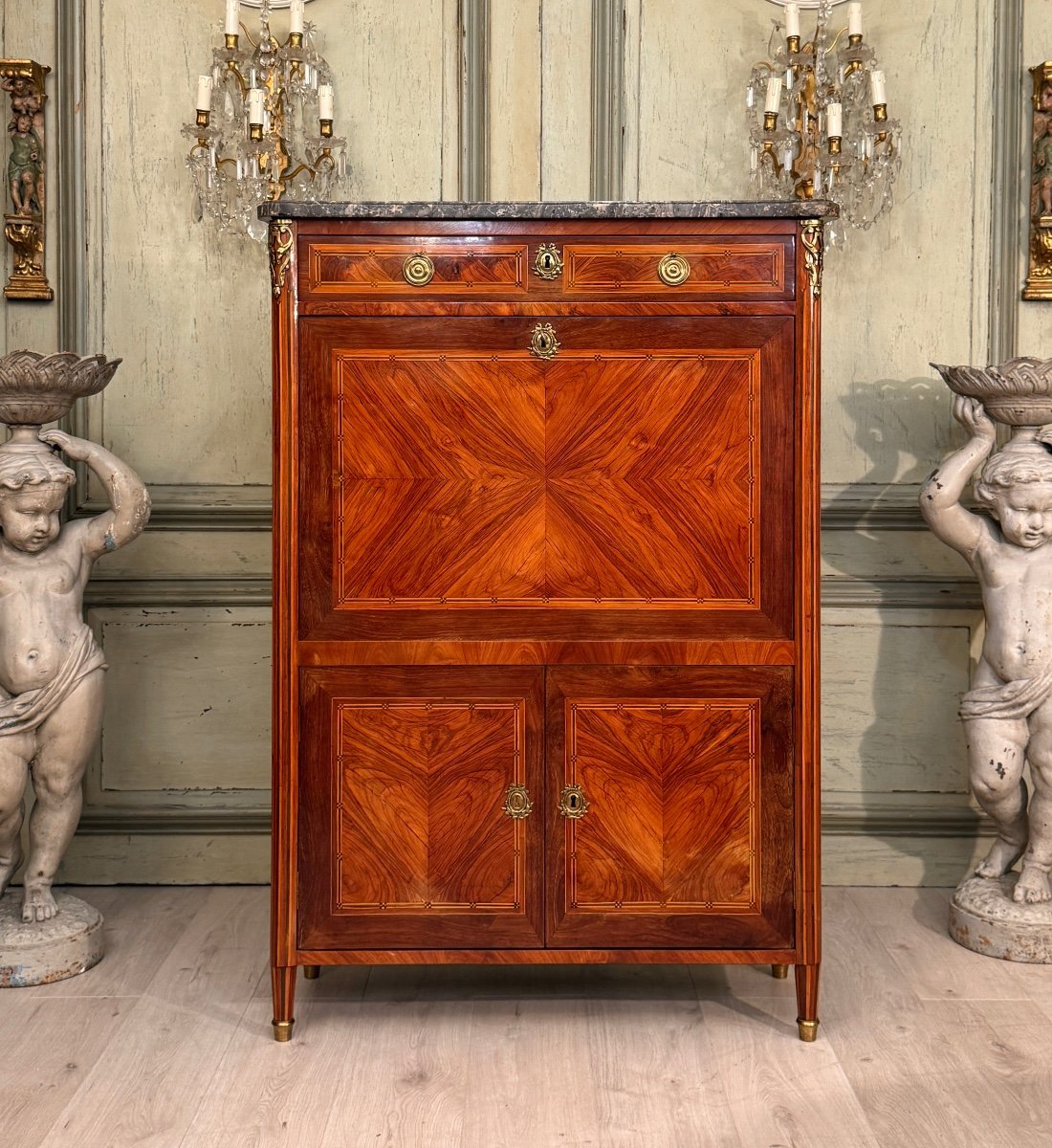 Louis XVI Period Marquetry Secretary Circa 1780