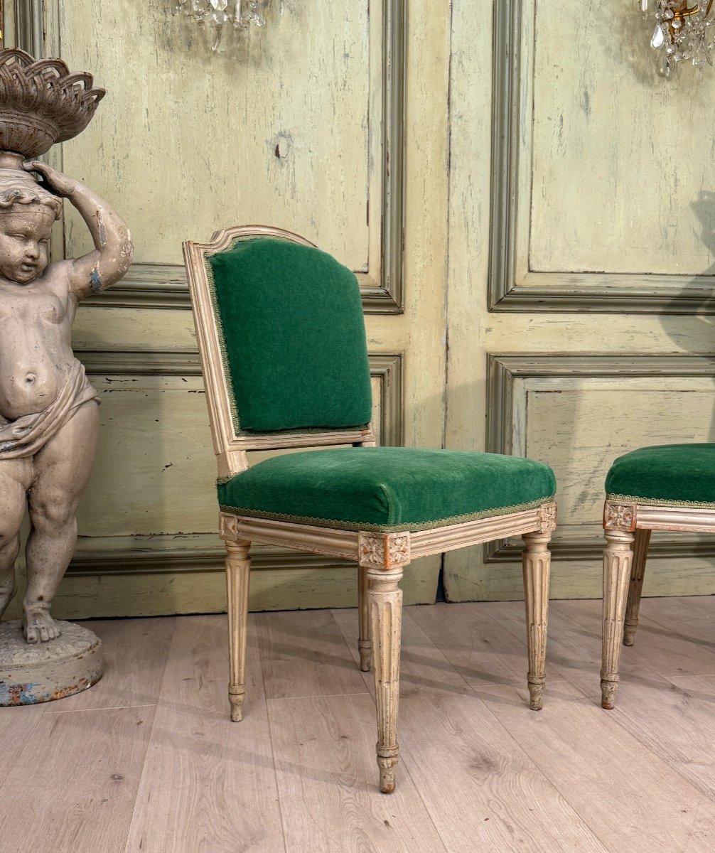 Brizard Sulpice, Paire De Chaises En Bois Laqué d'Epoque Louis XVI, Vers 1780-photo-2