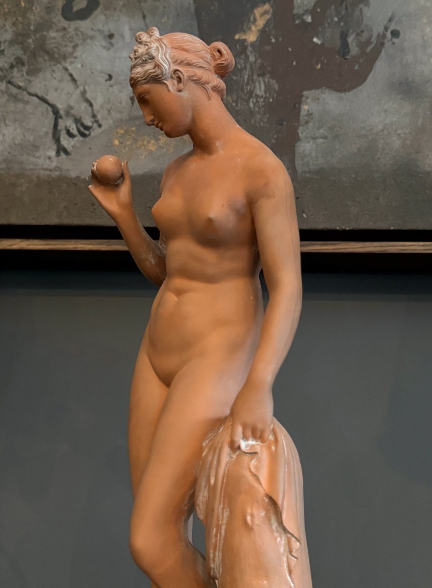 Peter Ipsen, Terracotta Sculpture Venus With Apple (1815 - 1860)-photo-5