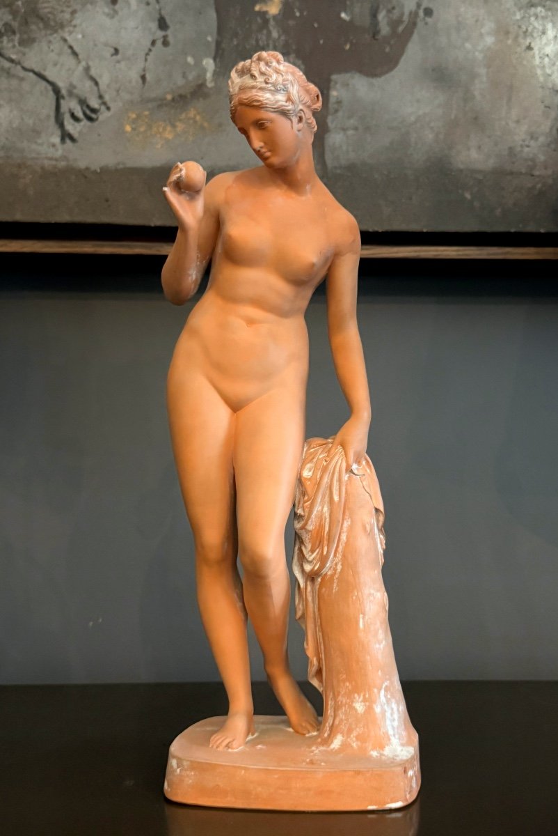 Peter Ipsen, Terracotta Sculpture Venus With Apple (1815 - 1860)-photo-6