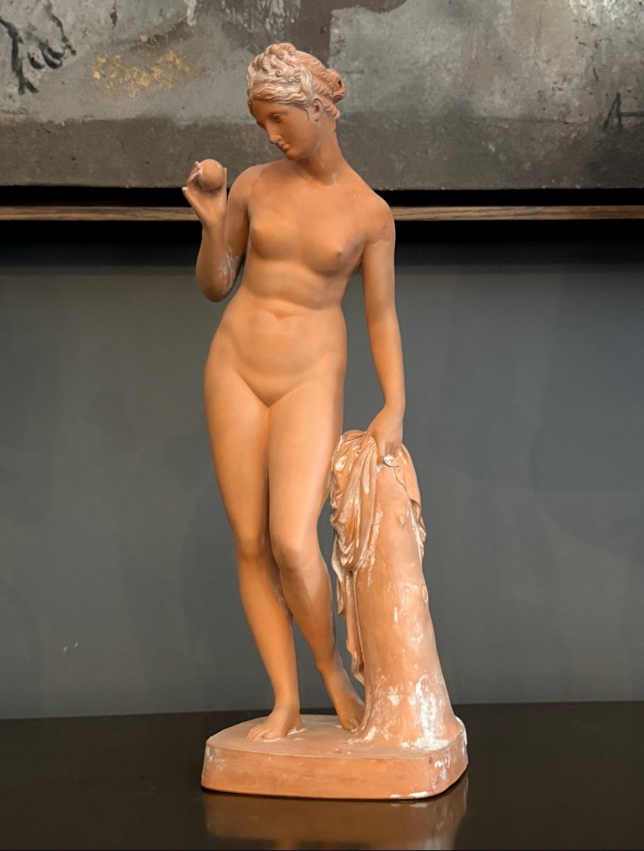 Peter Ipsen, Terracotta Sculpture Venus With Apple (1815 - 1860)