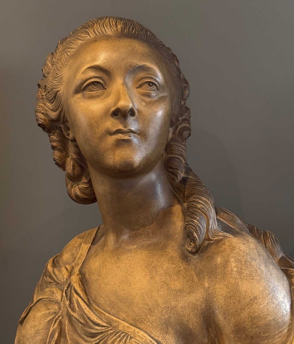 Augustin Pajou, Important Terracotta Bust Sculpture Of The Countess Du Barry, 19th Century-photo-2