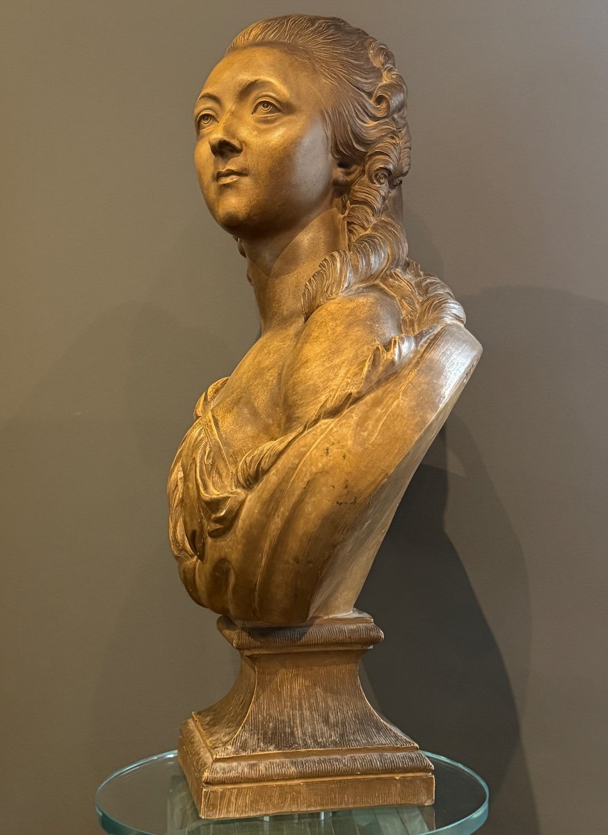 Augustin Pajou, Important Terracotta Bust Sculpture Of The Countess Du Barry, 19th Century-photo-3